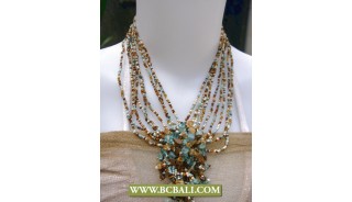 Cute Style Necklace Chockers Beaded with Stone Pendants